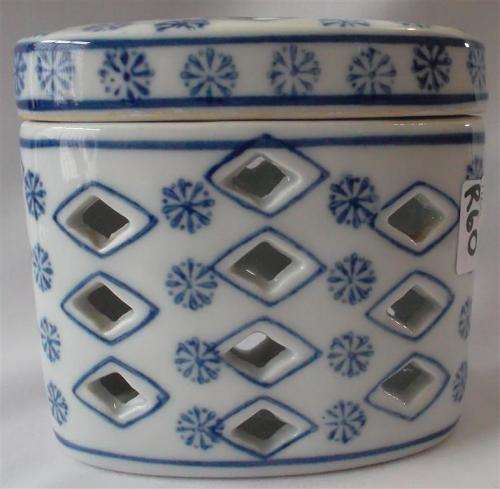 White and Blue Porcelain Small Container