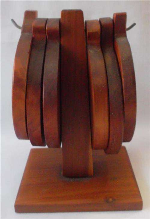 Wooden Stand with 6 wooden Coasters