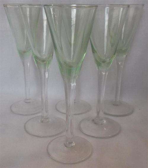 Set of Light Green Liqueur Stem Glasses