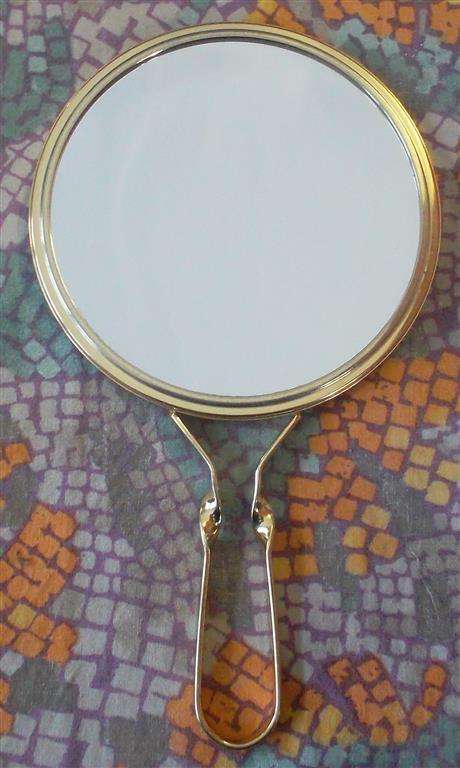 Brass  Handheld Make - up Mirror
