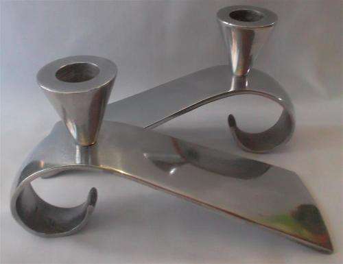 Set of Pewter Candle holders