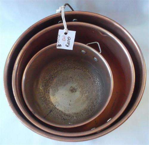 Set of 3 Copper Wall Bowls