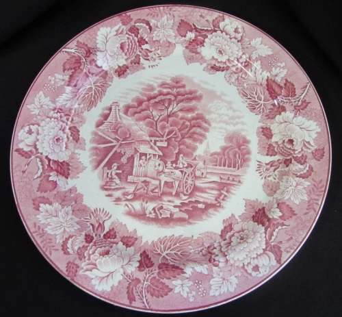 Wood & Sons Red Wood Ware Dinner Plate Enoch Woods English Scenery