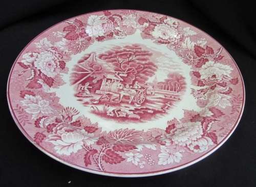 Wood & Sons Red Wood Ware Dinner Plate Enoch Woods English Scenery