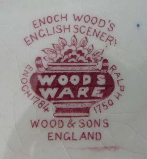 Wood & Sons Red Wood Ware Dinner Plate Enoch Woods English Scenery