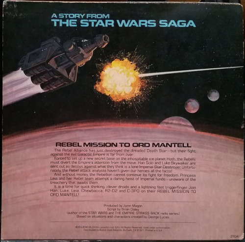 RARE !!! star wars rebel mission to ord mantell vinyl record