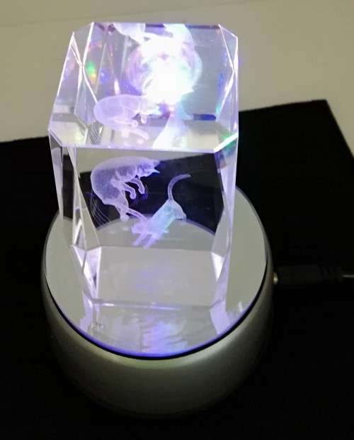 GLASS PAPERWEIGHT WITH LIGHT