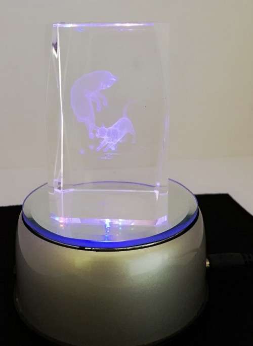 GLASS PAPERWEIGHT WITH LIGHT