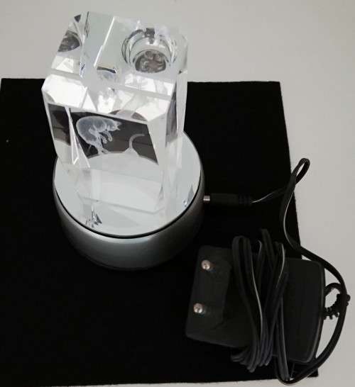 GLASS PAPERWEIGHT WITH LIGHT