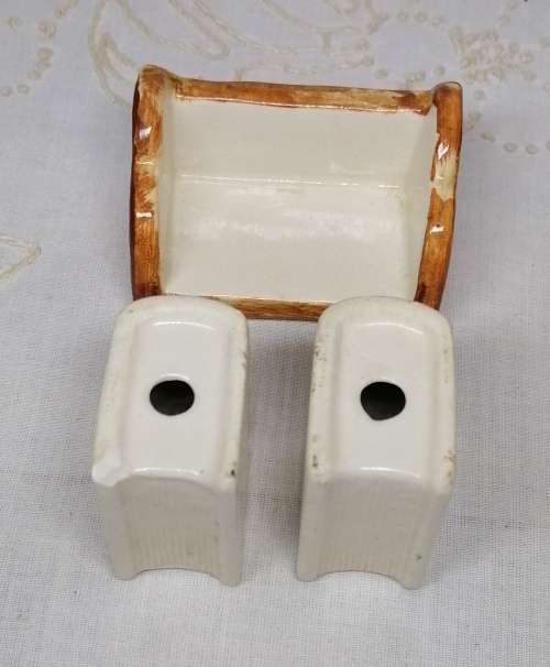 Salt and Pepper Shakers flower on spine of books and book case