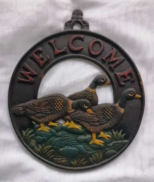 WELCOME CAST IRON PLAQUE