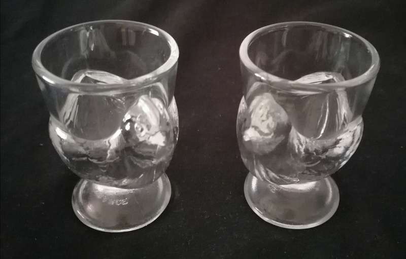 Egg Cups Glass Chicken Pair French Clear