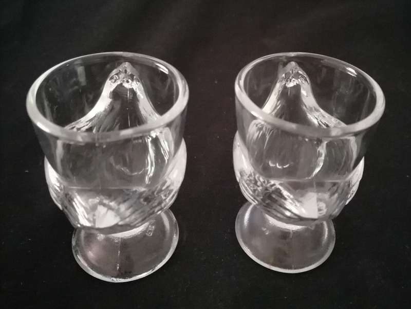 Egg Cups Glass Chicken Pair French Clear