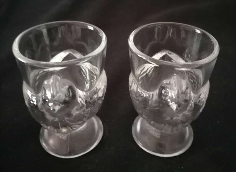 Egg Cups Glass Chicken Pair French Clear