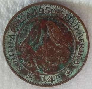 1950  1/4 D South African  Coin