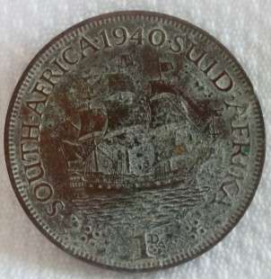 1940  1 Penny  South African  Coin