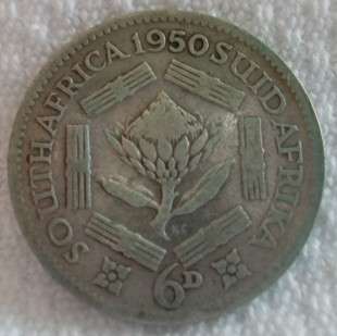1050  6 D    South African  Coin