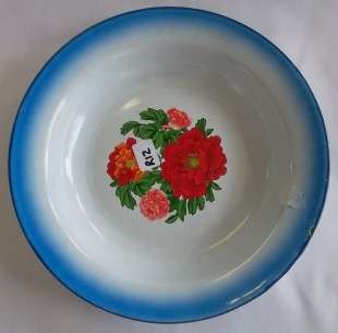 Vintage Enamel Plate with flower pattern