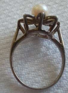 Vintage Pearl Silver Ring