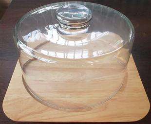 Wood and Glass Cake Stand