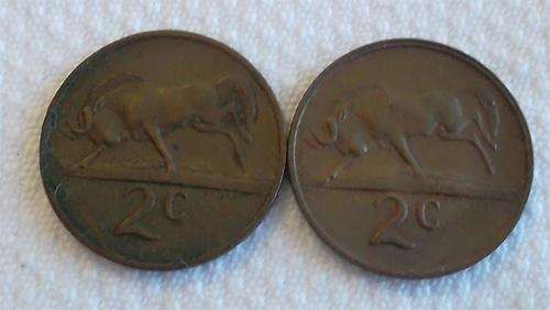 1977 - 1978    2 cent South African  coin
