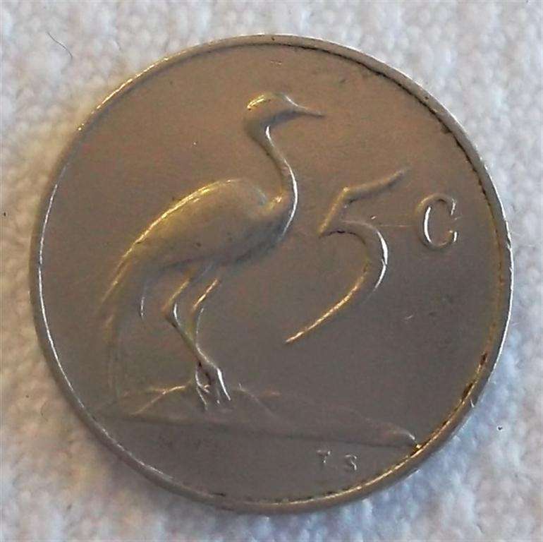 1965    5 cent South African  coin