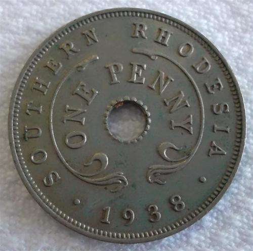 1938 1 Penny Southern Rhodesia  Coin