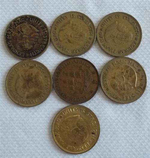 1960's  Bag of 7   1 cent  South Africa Coins
