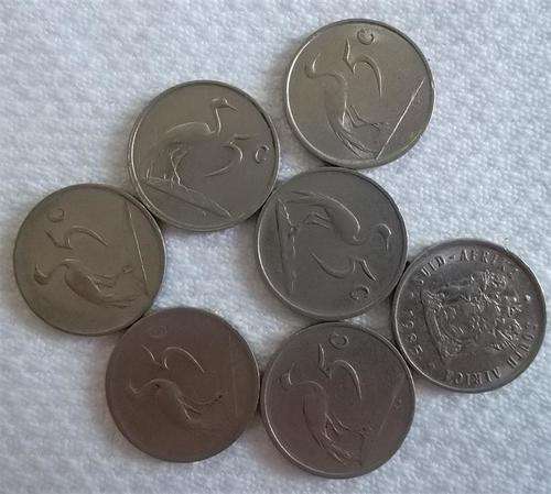Bag of 6   5 cent South Africa Coins