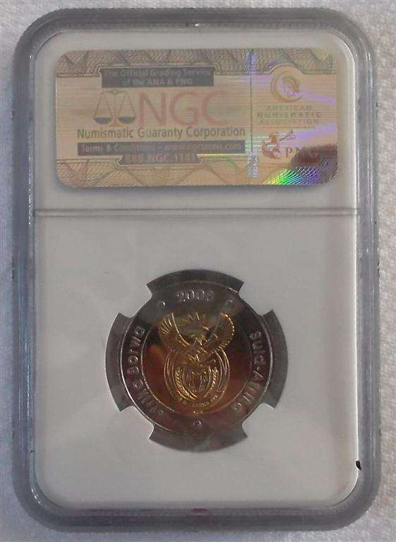2008 Mandela 90th Birthday R5 Coin. MS 66