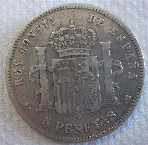 1890 5 Pesetas Silver Spain Coin
