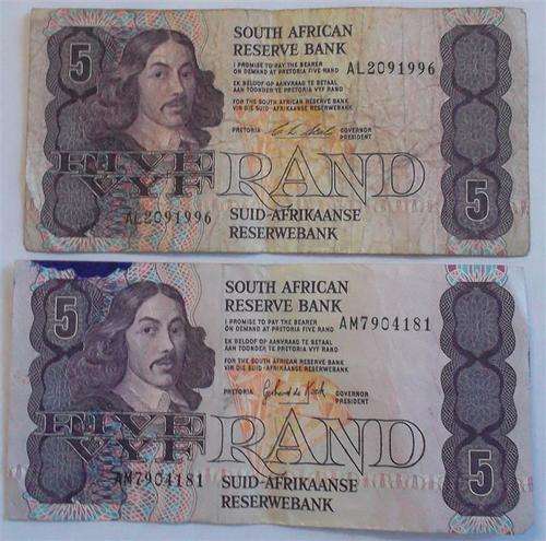 2 x R5  South African Notes