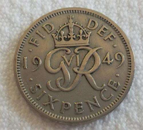 1949  6 Pence Great Britain Coin