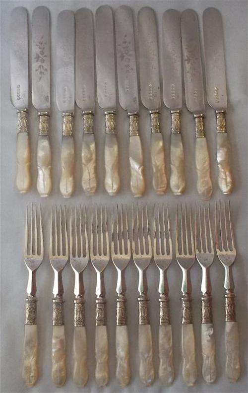 Antique Set of Plated and Mother of Pearl Handles Cutlery.