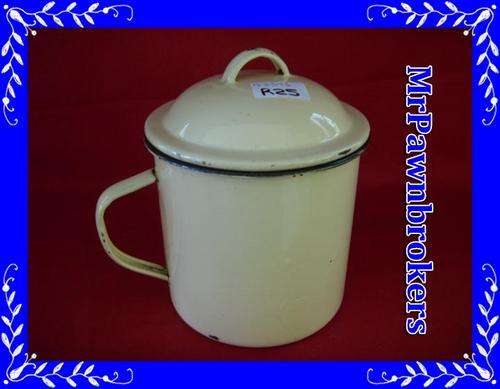 COLLECTABLE Old Enamel Mug with Lid