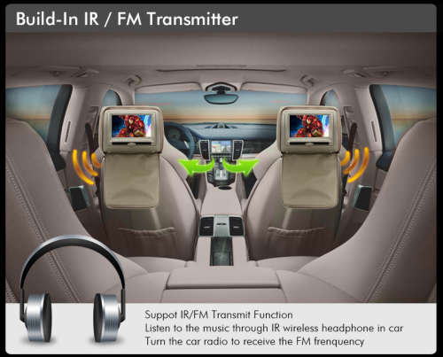 2 x Car DVD Headrest - CREAM - 7" LCD Screen, USB, Video, GAMES