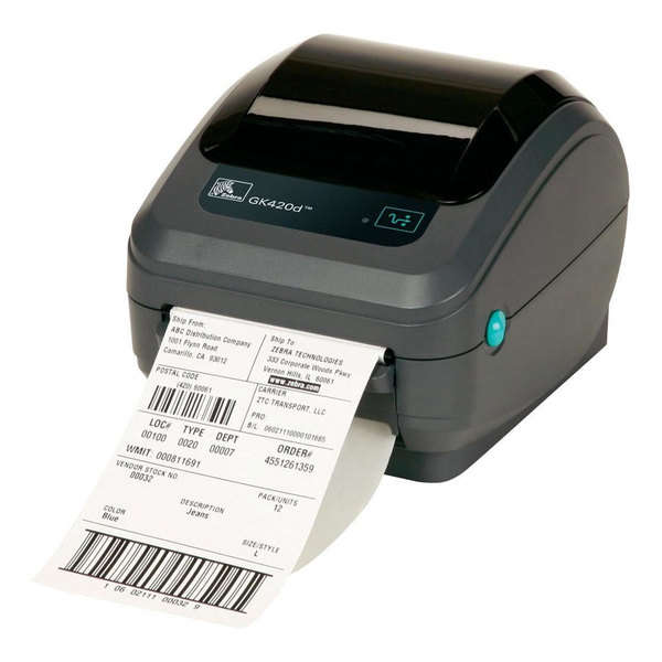 ZEBRA GK420D DIRECT THERMAL PRINTER, LIKE NEW, USB & SERIAL INTERFACE, FREE ROLL OF LABELS