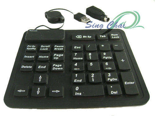 FLEXIBLE NUMERIC KEYPAD, 33 KEYS, PS\USB, WATERPROOF