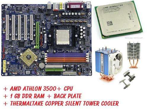 Gigabyte motherboard, AMD Athlon 3500+ CPU, 1 Gb Memory,Thermaltake Silent Tower Extreme Over cooler