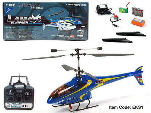 E SKY LAMA V4 ELECTRIC HELICOPTER, 4 CHANNEL, WITH RADIO, READY TO FLY, ALL BAT. CHARGERS INC.
