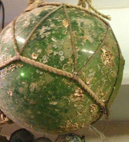 Rare Large Green Glass Hand Blown Buoy - Glass Floats (1910's) - Nautical Collector piece!