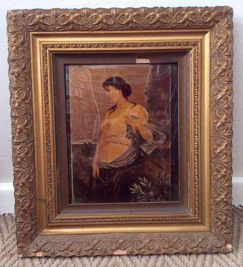 Victorian Print behind curved glass. Dated 1919 and signed.
