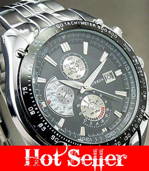 Curren M928A Mens Aviation / Aviator Stylish Designer Black Sports Watch
