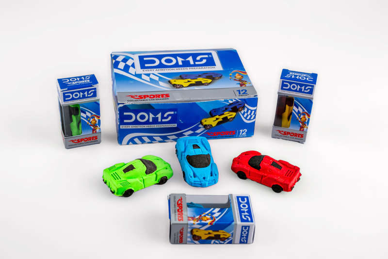 Doms sports car eraser coloured and sented eraser 12 in a Box