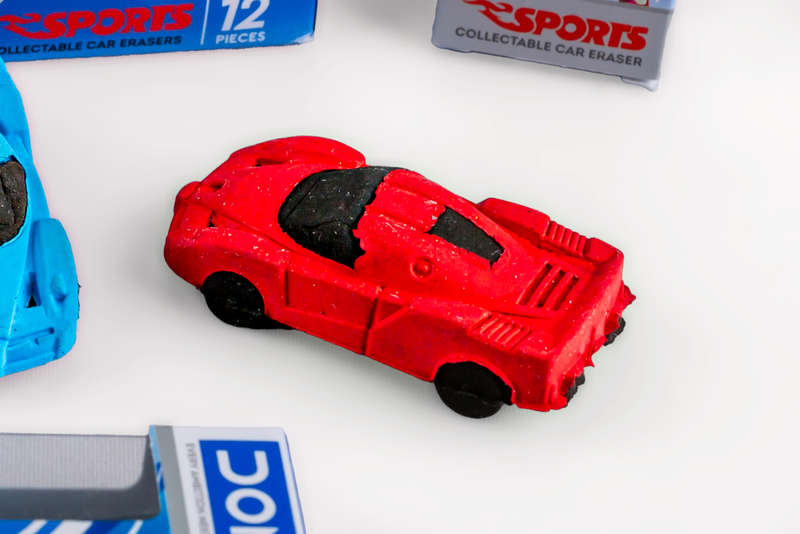 Doms sports car eraser coloured and sented eraser 12 in a Box