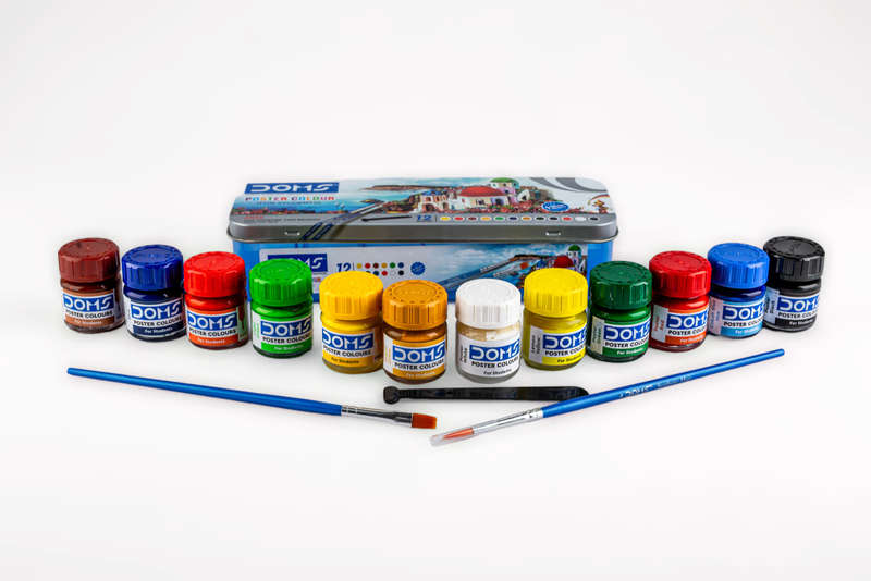 DOMS 12 Shades Poster Colours | Rich & Vibrant Colors with free Paint Brush