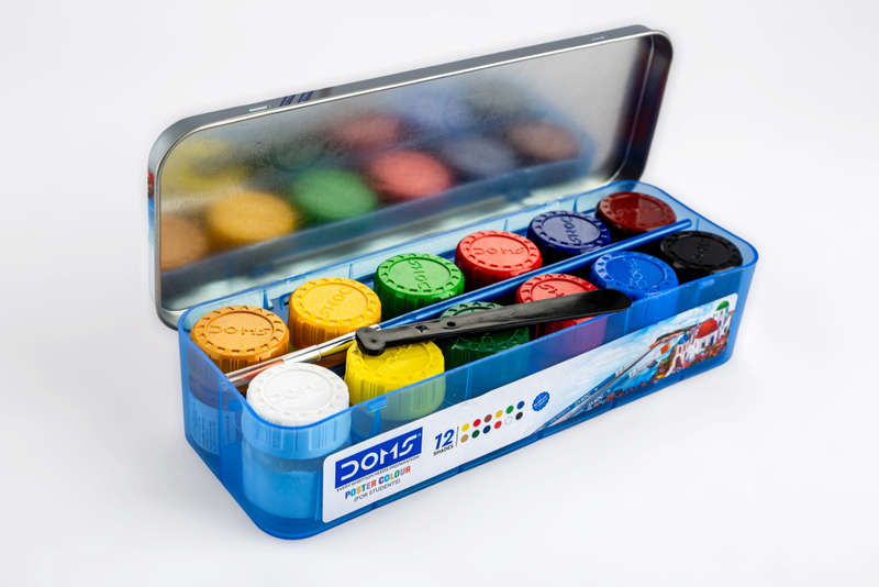 DOMS 12 Shades Poster Colours | Rich & Vibrant Colors with free Paint Brush