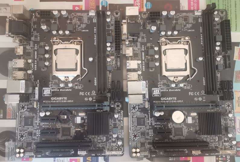 2x GIGABYTE GA - H11OM- HD2 Motherboards with CPU- Sold as is for spares or repairs