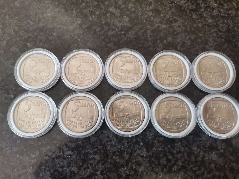 10 x 1994 Presidential Inauguration R5 Coins - Bid per coin to take the lot