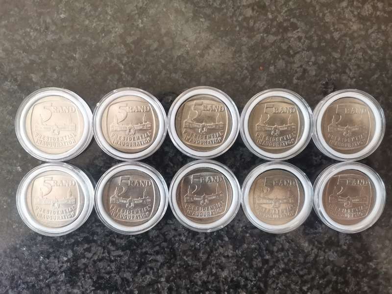 10 x 1994 Presidential Inauguration R5 Coins - Bid per coin to take the lot